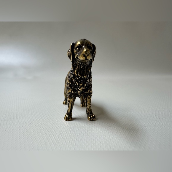 Small Miniature Solid Brass Hunting Dog Retriever Figurine 2” Long by 1.5” Tall - Picture 2 of 7